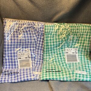 Woman Within Blue and Green Checkered Pants